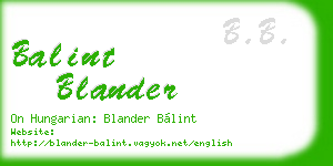 balint blander business card